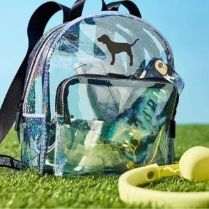 Victoria’s Secret Pink Clear See Threw Holographic Sparkle Mini Backpack